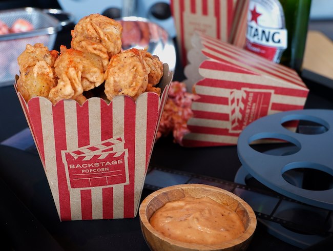 backstage menu highlight appetizer snack popcorn chicken